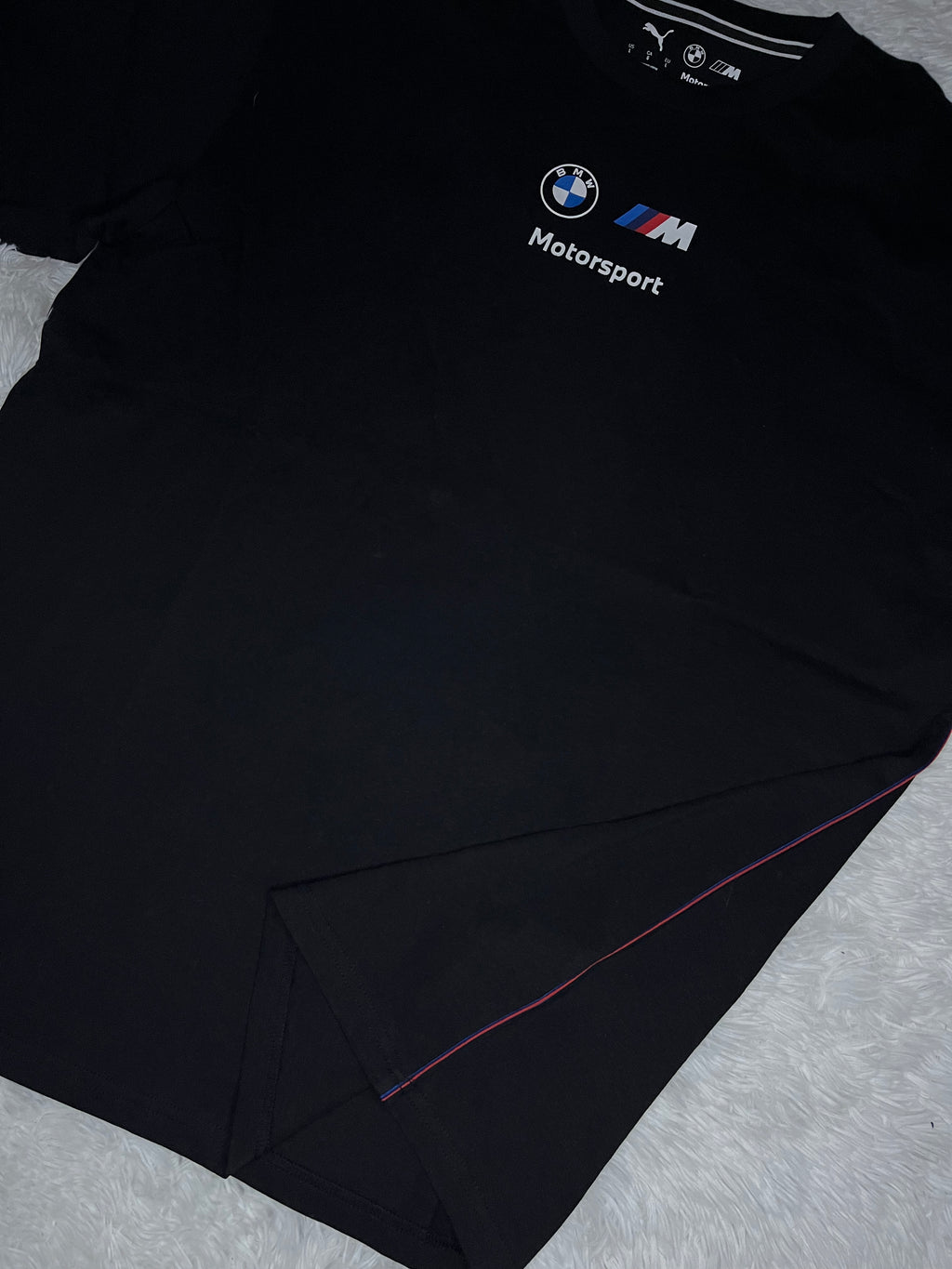 POLERA PUMA BMW MMS MOTORSPORT NEGRA CON FRANJA LATERAL