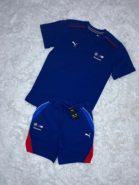 Conjunto puma polera+short azul BMW motorsport