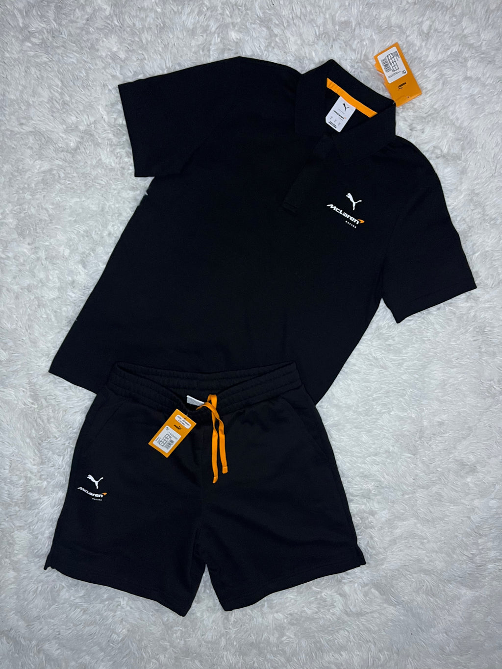 CONJUNTO PUMA MCLAREN RACING 2026 NEGRO: POLERA TIPO PIQUÉ Y SHORT
