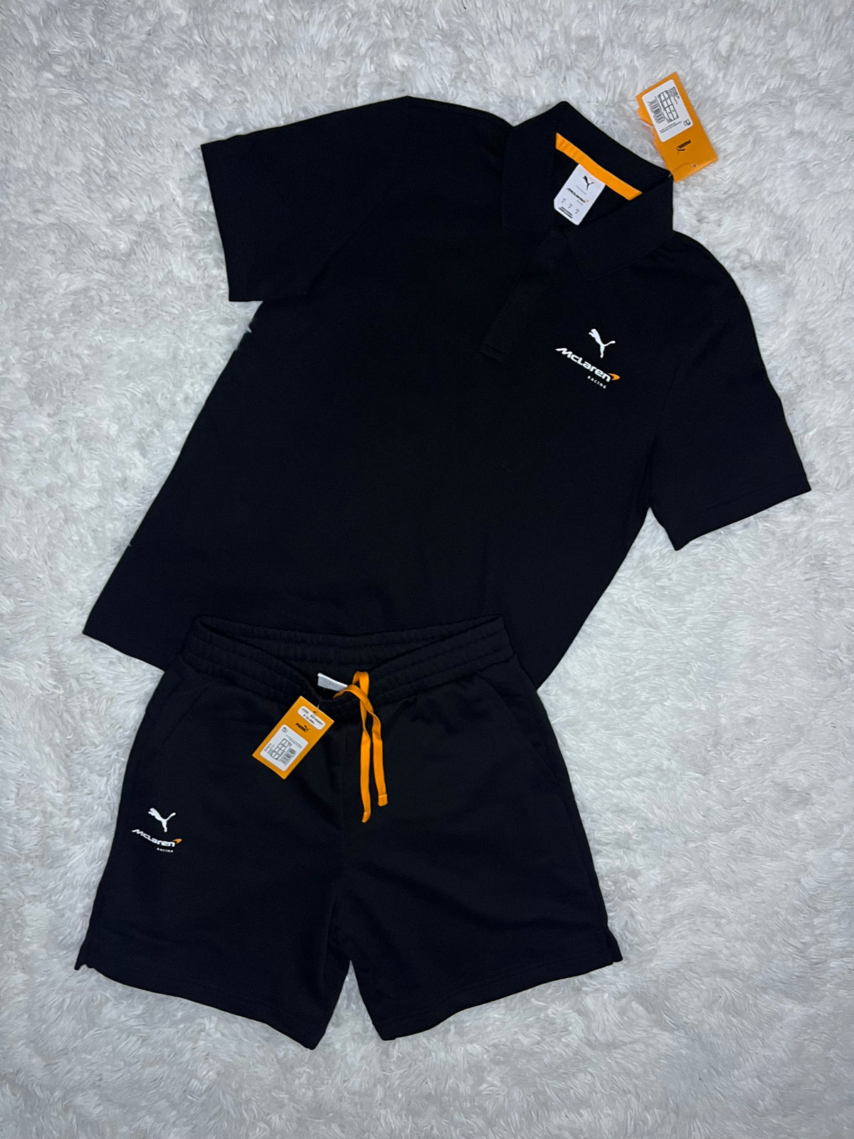 CONJUNTO PUMA MCLAREN RACING 2026 NEGRO: POLERA TIPO PIQUÉ Y SHORT