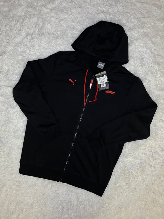Poleron con cierre puma fórmula negro C/ rojo
