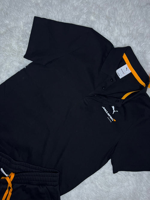 CONJUNTO PUMA MCLAREN RACING 2026 NEGRO: POLERA TIPO PIQUÉ Y SHORT