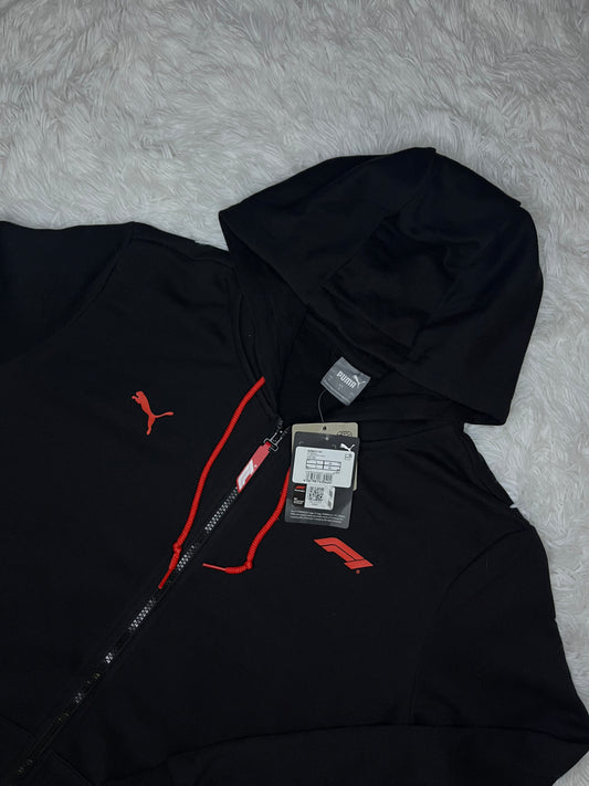 Poleron con cierre puma fórmula negro C/ rojo