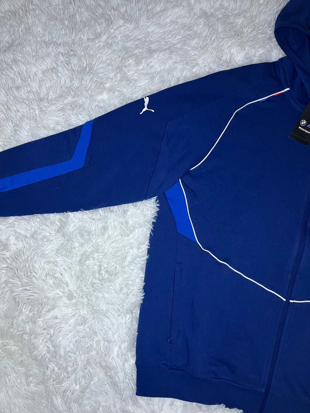 POLERÓN PUMA BMW M MOTORSPORT MT7 AZUL CON CIERRE Y CAPUCHA